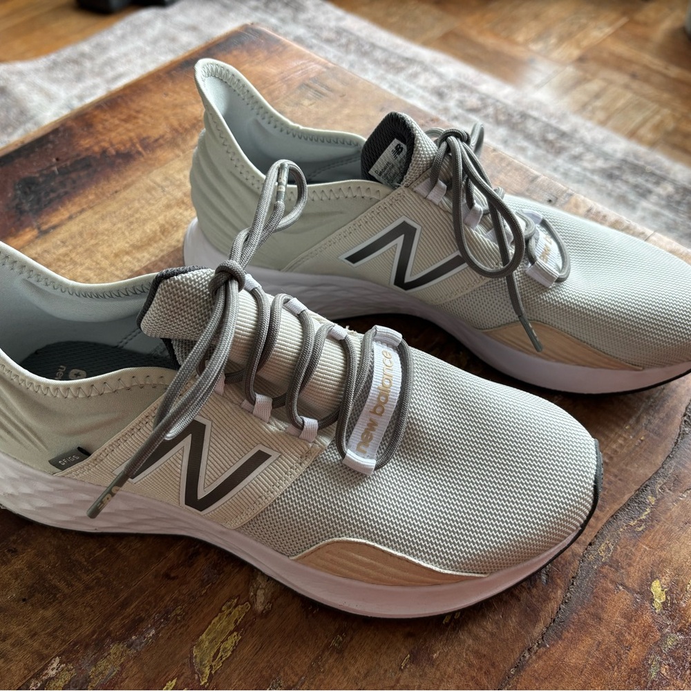 New Balance Cream and Gray Running Shoes